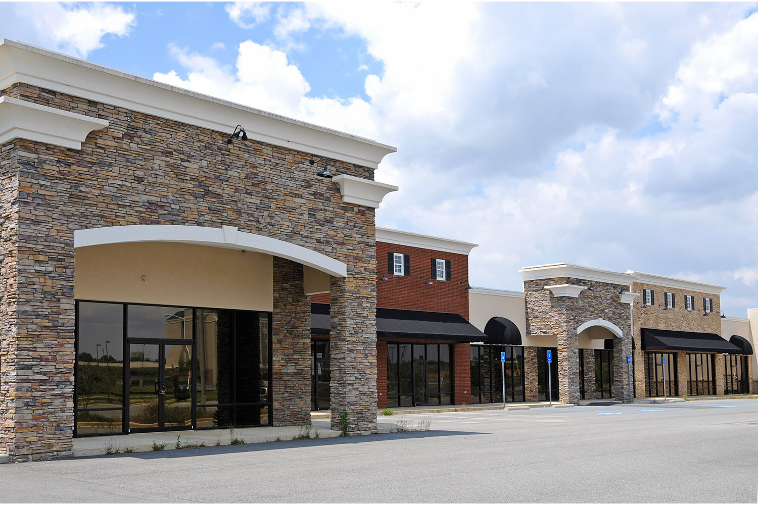 Retail stores in parking lot